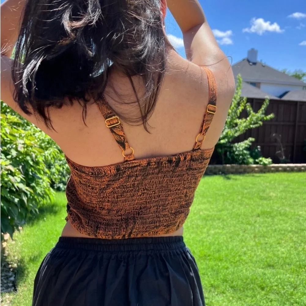 Brown Maxi Skirt and Top Set— Boho Floral Print Women's Maxi - Picture 2 of 7